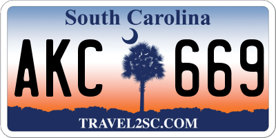 SC license plate AKC669