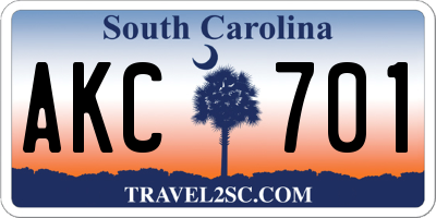 SC license plate AKC701