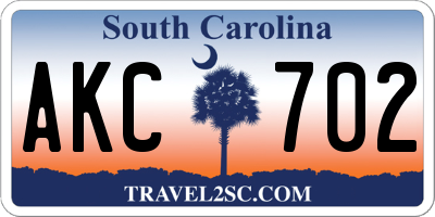 SC license plate AKC702