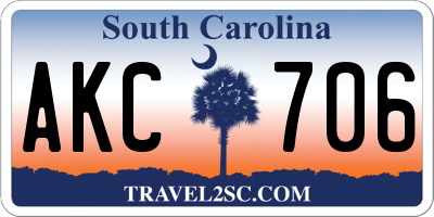 SC license plate AKC706