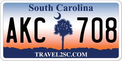 SC license plate AKC708