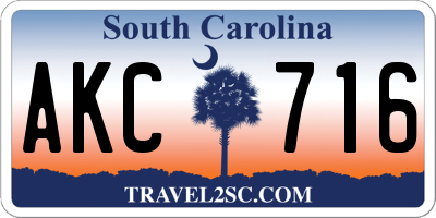 SC license plate AKC716