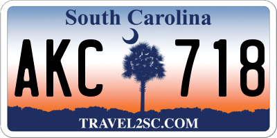 SC license plate AKC718