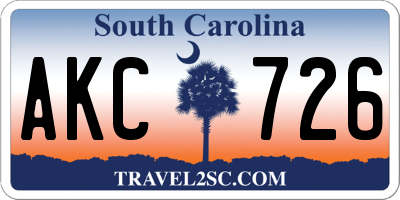 SC license plate AKC726