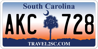 SC license plate AKC728