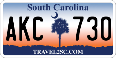 SC license plate AKC730