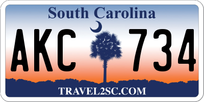 SC license plate AKC734