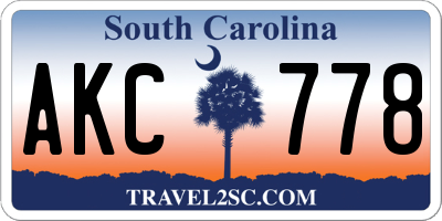 SC license plate AKC778