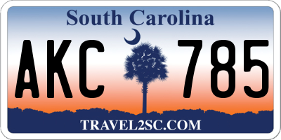 SC license plate AKC785