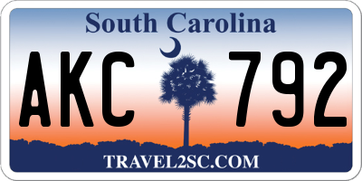 SC license plate AKC792