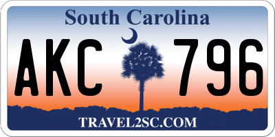 SC license plate AKC796