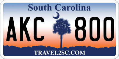 SC license plate AKC800