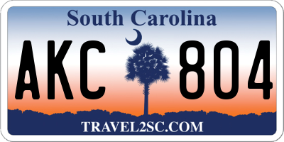 SC license plate AKC804