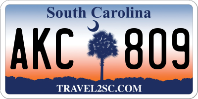 SC license plate AKC809