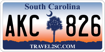 SC license plate AKC826