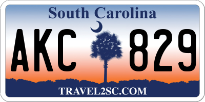 SC license plate AKC829