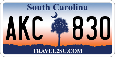 SC license plate AKC830