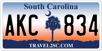 SC license plate AKC834