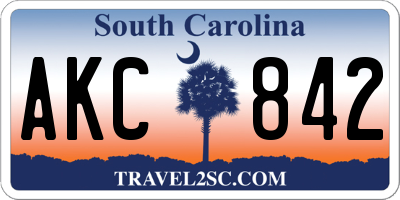 SC license plate AKC842