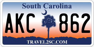 SC license plate AKC862