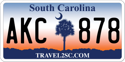 SC license plate AKC878