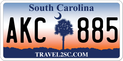SC license plate AKC885