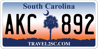 SC license plate AKC892