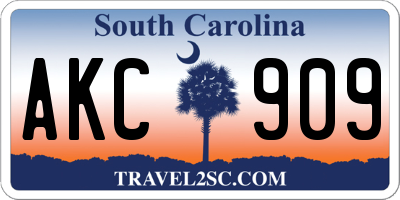 SC license plate AKC909