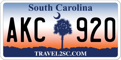 SC license plate AKC920