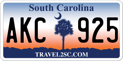 SC license plate AKC925
