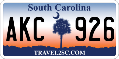 SC license plate AKC926
