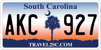 SC license plate AKC927