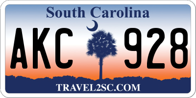 SC license plate AKC928
