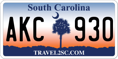SC license plate AKC930