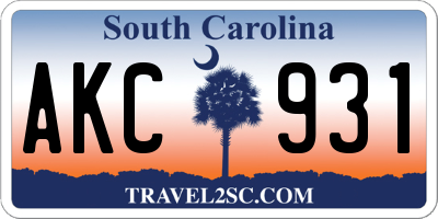 SC license plate AKC931