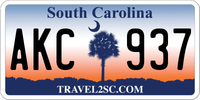 SC license plate AKC937