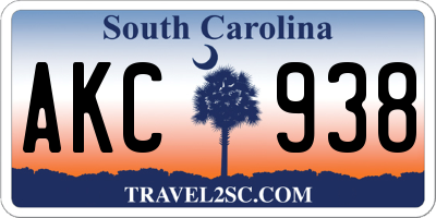 SC license plate AKC938