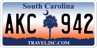 SC license plate AKC942