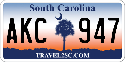 SC license plate AKC947
