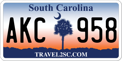 SC license plate AKC958