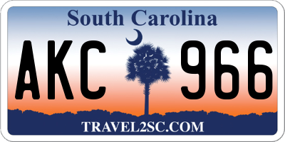 SC license plate AKC966
