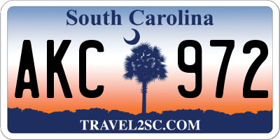 SC license plate AKC972