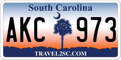 SC license plate AKC973
