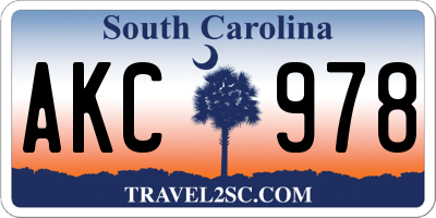 SC license plate AKC978