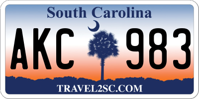 SC license plate AKC983