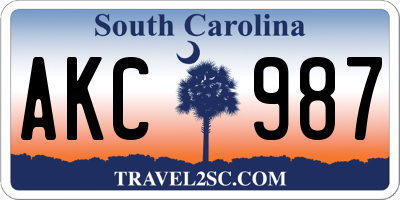 SC license plate AKC987