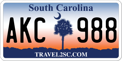 SC license plate AKC988