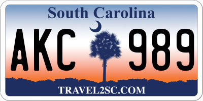 SC license plate AKC989