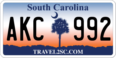 SC license plate AKC992