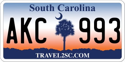 SC license plate AKC993